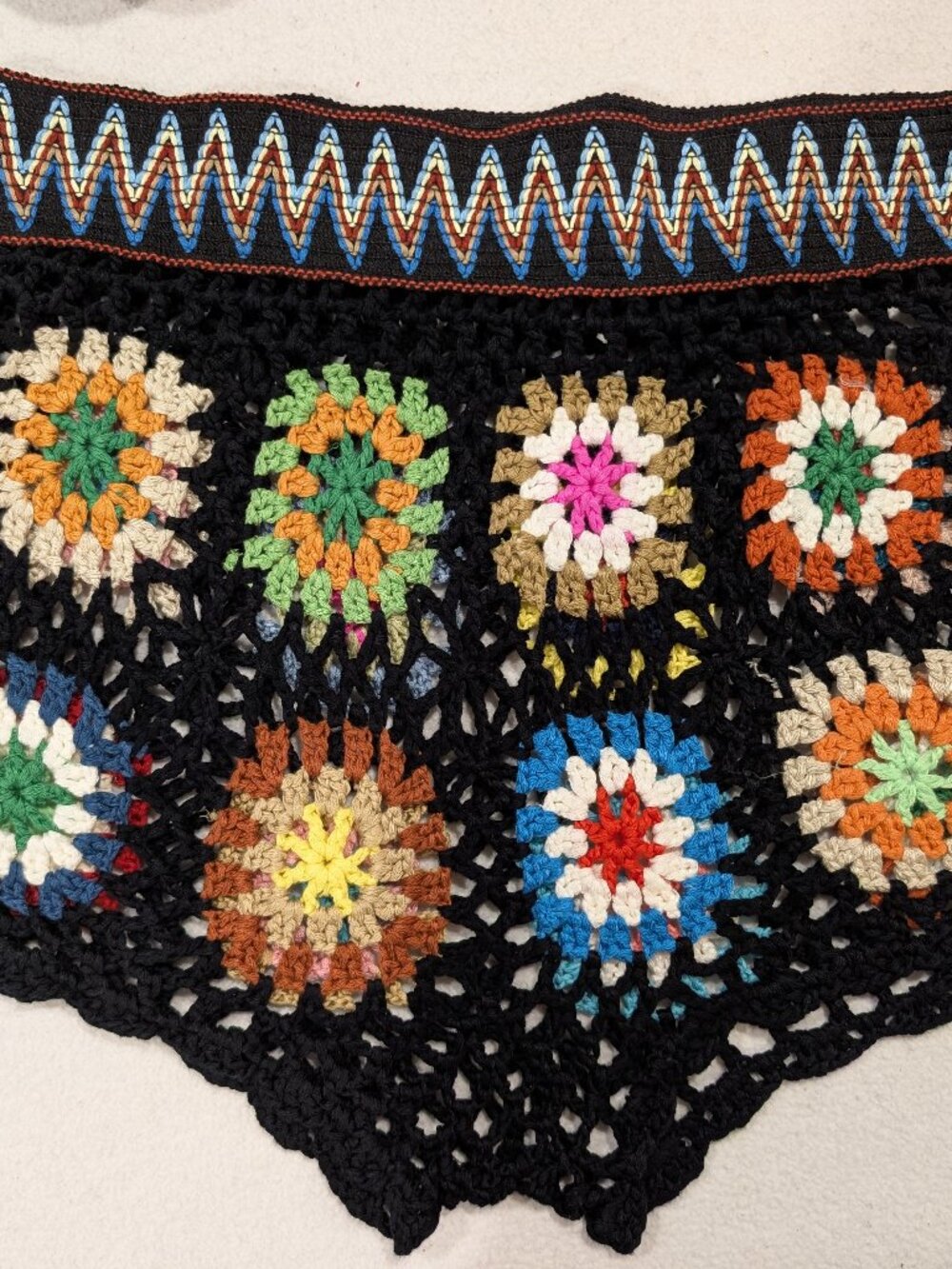Boho Crochet Granny Square Festival Shorts Y2K Coachella XS/S